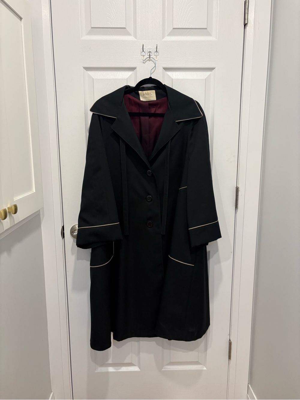 Vintage TABÉ Adaption Black Women's Piped Trench Coat -#1308